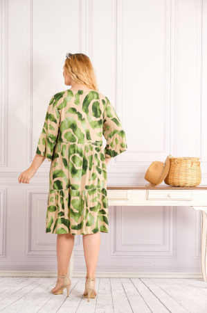 Rochie verde midi boho chic cu imprimeuri in degrade [2]