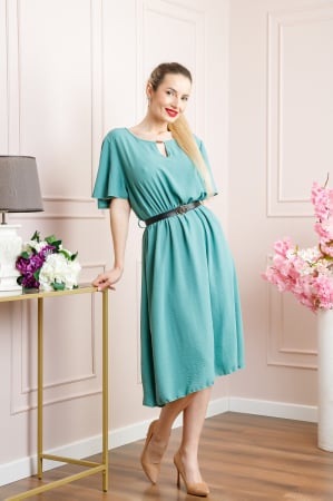Rochie verde mint clos cu curea in talie [3]