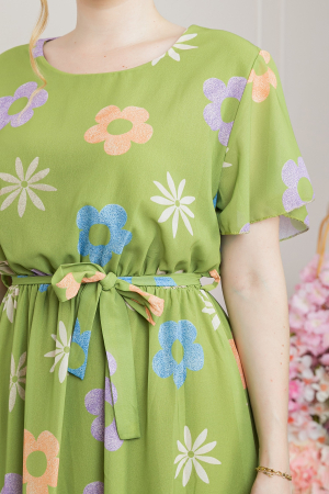 Rochie verde praz cu imprimeu floral si maneci fluture [1]