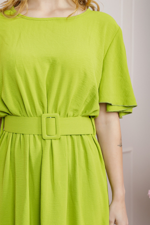 Rochie verde praz cu maneci scurte si centura in talie [1]