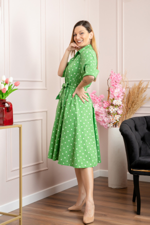 Rochie verde tip camasa cu buline [3]
