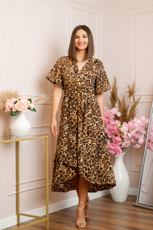 Rochie Victoria petrecuta cu croi asimetric - Leopard Sable [3]