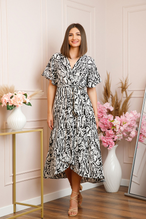 Rochie Victoria petrecuta cu croi asimetric - Leopard Snow [3]