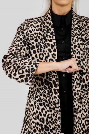 Sacou crem cu animal print si maneci incretite [1]