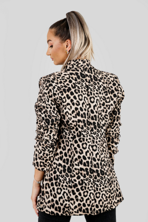 Sacou crem cu animal print si maneci incretite [2]