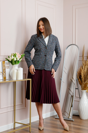 Sacou dama Dorothy din tweed bleumarin multicolor cu nasturi decorativi [3]