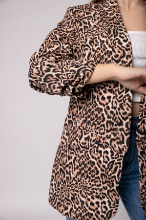 Sacou maro cu animal print si maneci incretite [1]