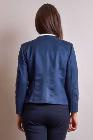 Sacou office bleumarin cu decolteu rotund [6]