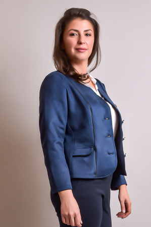 Sacou office bleumarin cu decolteu rotund [4]