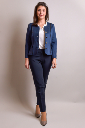Sacou office bleumarin cu decolteu rotund [3]