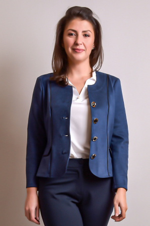Sacou office bleumarin cu decolteu rotund [0]