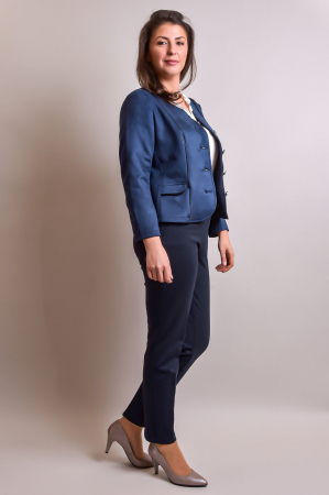Sacou office bleumarin cu decolteu rotund [5]