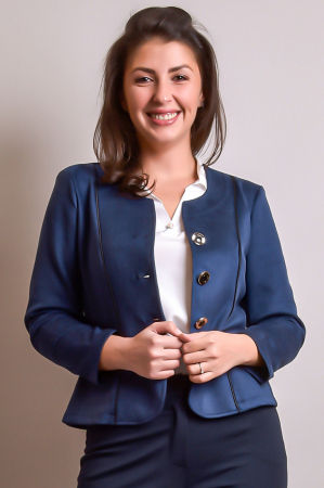 Sacou office bleumarin cu decolteu rotund [2]