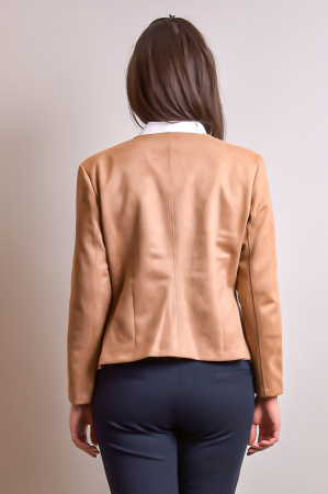 Sacou office camel cu decolteu rotund [6]