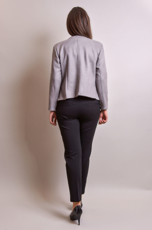 Sacou office gri cu decolteu rotund [6]