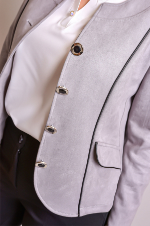 Sacou office gri cu decolteu rotund [1]