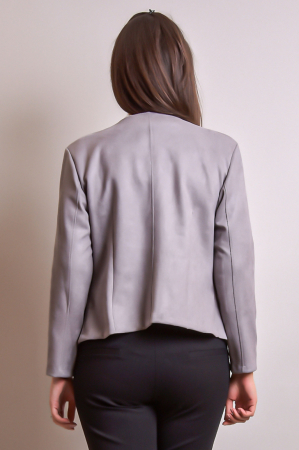 Sacou office gri cu decolteu rotund [5]