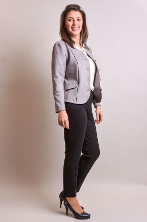 Sacou office gri cu decolteu rotund [4]