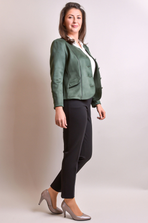 Sacou office verde cu decolteu rotund [5]