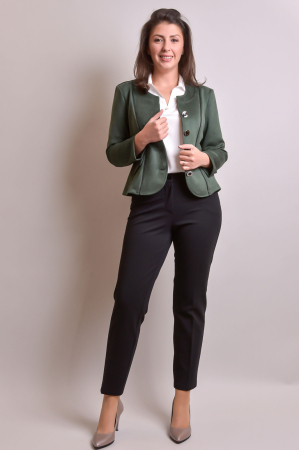 Sacou office verde cu decolteu rotund [7]