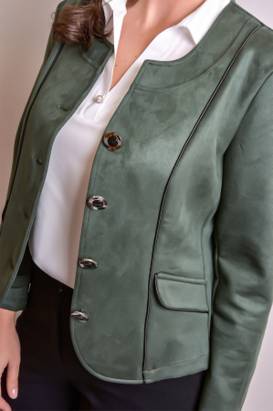 Sacou office verde cu decolteu rotund [13]
