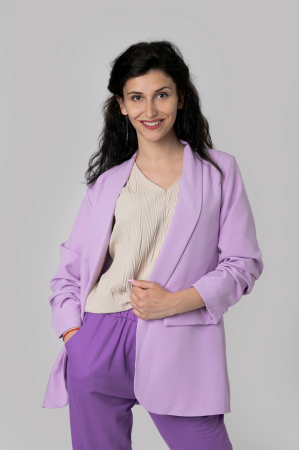 Sacouri - Sacou lila cu maneci incretite