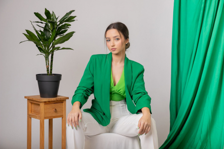 Sacou verde smarald cu maneci incretite [6]