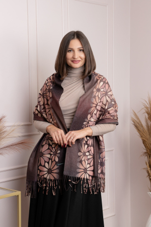 Esarfe si saluri - Sal dama maro cu imprimeu floral si franjuri Anya
