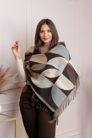 Sal dama maro cu imprimeu geometric si franjuri Carly [1]