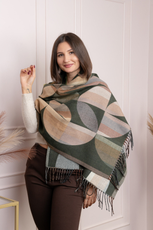 Sal dama verde cu imprimeu geometric si franjuri Carly [1]