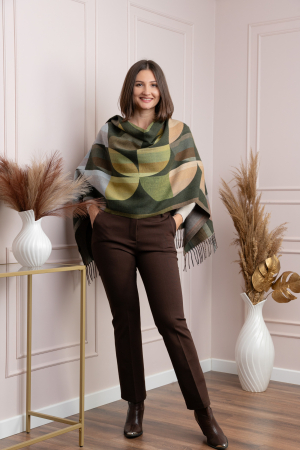 Sal dama verde cu imprimeu geometric si franjuri Carly [3]