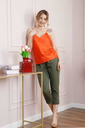 Top orange elegant cu bretele reglabile [3]