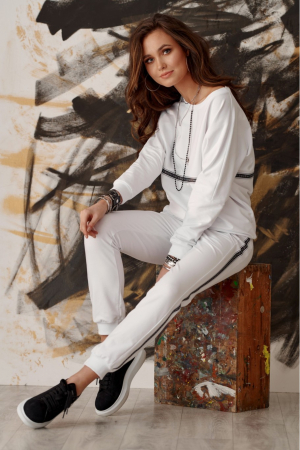 Trening alb cu banda decorativa neagra [0]