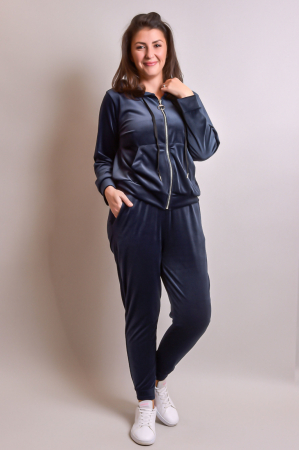 Tinute sport/casual - Trening oversized bleumarin din catifea