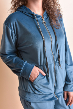 Trening oversized albastru din catifea [3]
