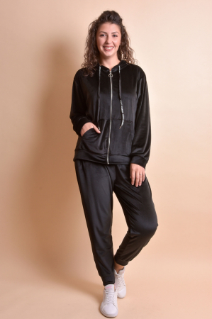 Tinute sport/casual - Trening oversized negru din catifea