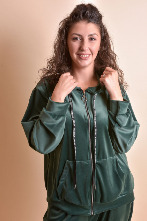 Trening oversized verde din catifea [4]