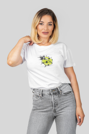 Bluze - Tricou alb cu buburuza