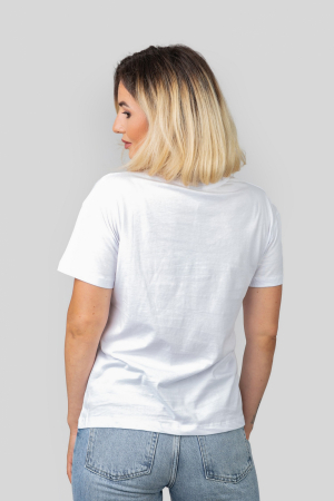 Tricou alb cu buzunar cu flori [2]