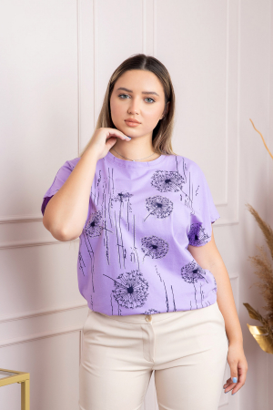 Tricou lila casual cu imprimeu papadii [2]