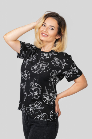 Tricou negru cu maci albi [0]