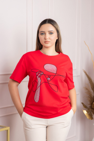 Tricou rosu cu imprimeu abstract negru Lady [0]