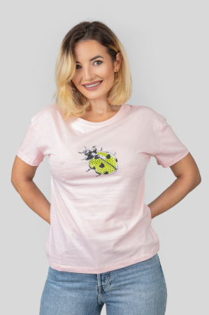 Bluze - Tricou roz cu buburuza