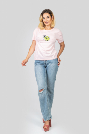Tricou roz cu buburuza [3]