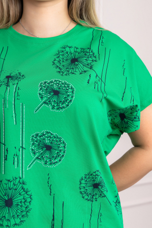 Tricou verde casual cu imprimeu papadii [1]