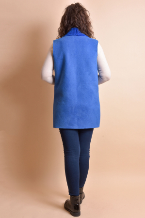 Vesta tip cojoc albastra cu buzunare aplicate [4]