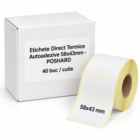 Etichete - Etichete Termice Autoadezive  58x43 mm – Set 40 Role x 1000 Etichete