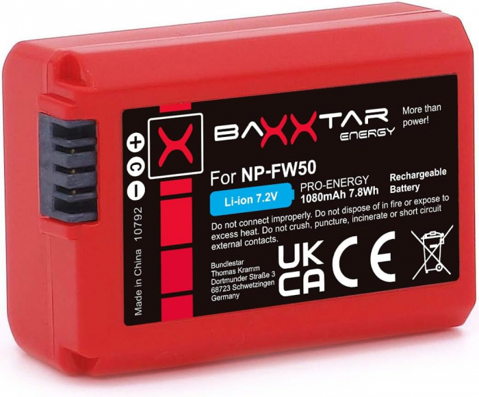 Acumulator Baxxtar Pro NP-FW50 pentru Sony NEX 3 5 6 7 Alpha 7 [2]