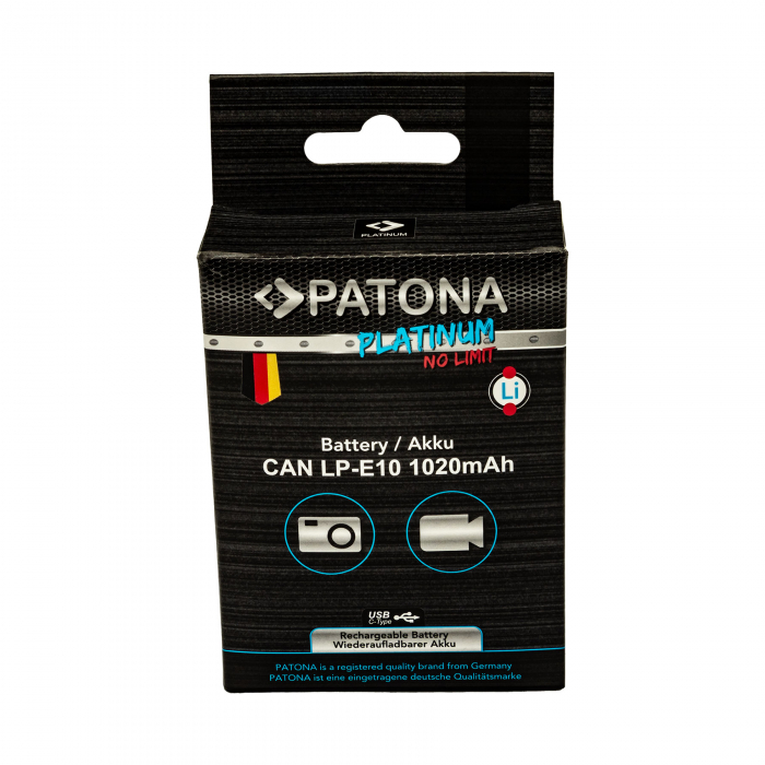Acumulator cu intrare USB-C pentru Canon LP-E10 EOS 1100D 1020mAh Patona Platinum [8]