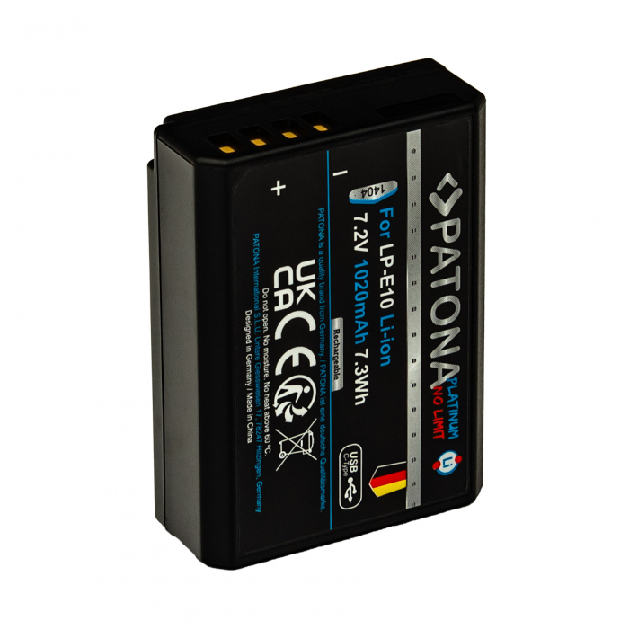 Acumulator cu intrare USB-C pentru Canon LP-E10 EOS 1100D 1020mAh Patona Platinum [4]